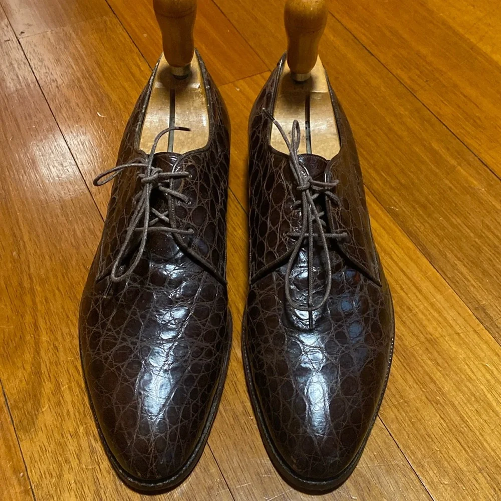 Vintage French shiner mens alligator shoes - Picture 1 of 12